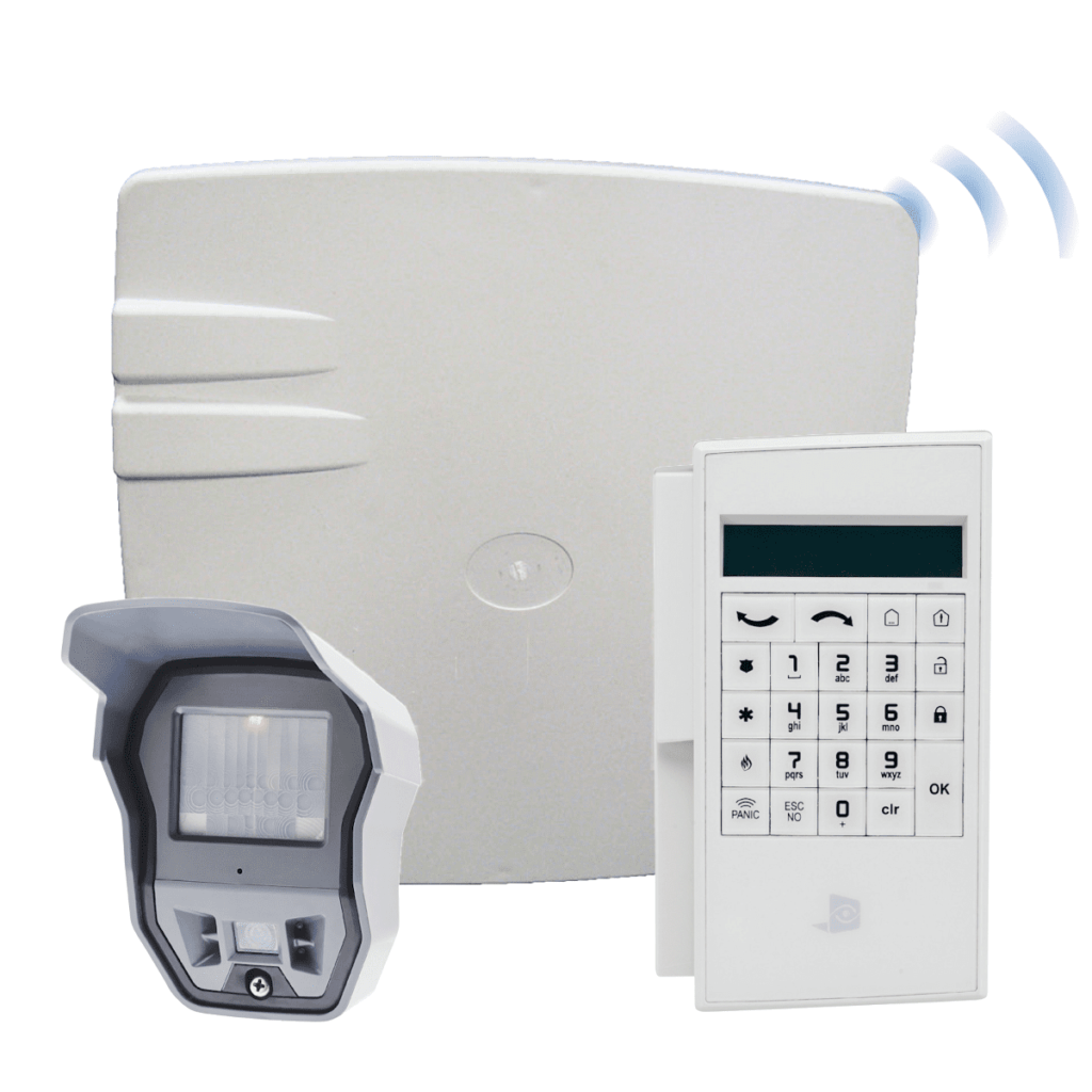 Alarm systems with sensor, keypad and light. Cerebral Security Solutions. Security Guarding, Door Supervisors, Hotel Security, Keyholding, Mobile Security, Vacant Property Security, Farm Security, Education Security. Bristol, Somerset.